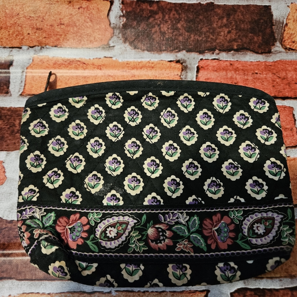 #610 Black w Purple Florals Cosmetic Bag